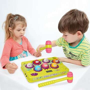 FS Whack A Mole Game for Toddler 3 4 5 6 Year Old Boys and Girls, Interactive Pounding Toys with Sound and Light, Whack Mole Toys for Kids Ages 4-8, PK Mode with 2 Hammer Toys