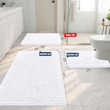 Smiry Luxury Chenille Bathroom Rugs 24x16, Extra Soft and Absorbent Shaggy Bath Mat, Machine Washabl...