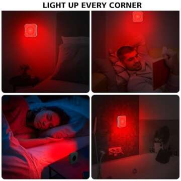 Bestendony Red Motion Sensor Night Light - Rechargeable 4 Pack for Sleep and More
