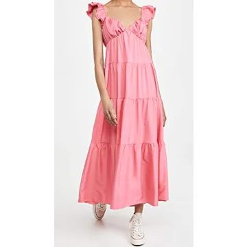 English Factory Women's Ruffle Sleeve Maxi Dress in Pink