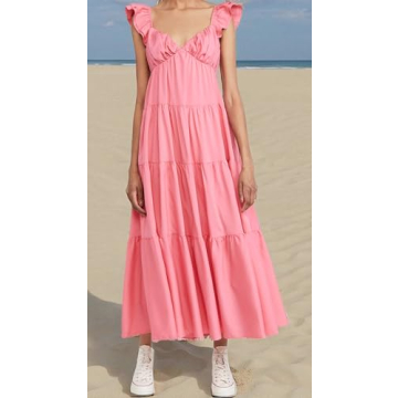 English Factory Women's Ruffle Sleeve Maxi Dress in Pink