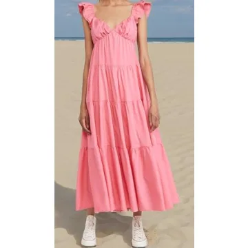English Factory Women's Ruffle Sleeve Maxi Dress in Pink