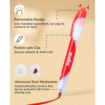JoyCat Click Washable Markers Set with Retractable Tips - Vibrant and Washable, Ideal Arts & Crafts ...