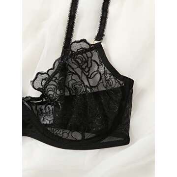 Stunning SOLY HUX Floral Mesh Lingerie Set for Women