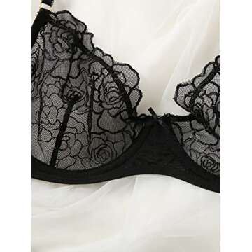 Stunning SOLY HUX Floral Mesh Lingerie Set for Women