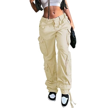 Fashion-Forward Women's Y2K High Rise Baggy Straight Leg Cargo Pants with Pockets