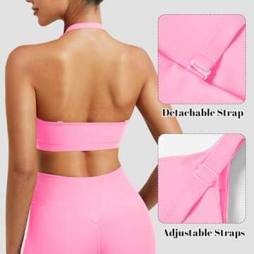 YEOREO Sports Bras for Women Micaela Open Back Workout Gym Bra Padded Medium Impact Yoga Tops with Ajustable Back Straps Candy Pink S