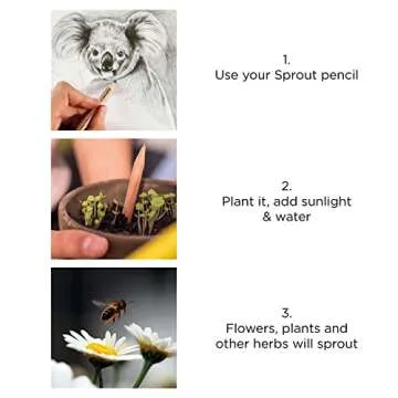 Sprout Wood-Cased Pencils | Original Edition | HB Pre-Sharpened Graphite Plantable Wooden Pencils with Flower, Herb & Vegetable Seeds |Gift Ideal for Drawing, Sketching & Shading | 8 Pack