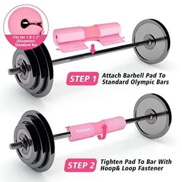 Gonex Barbell Pad Set for Squats Hip Thrusts Upgraded Bar Neck Pads Workout Foam Weightlifting Cushion with 2 Gym Ankle Straps Hip Resistance Band Fits Standard Olympic Bars with a Carry Bag