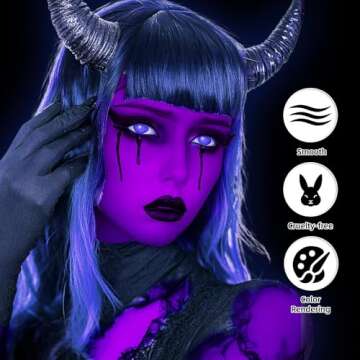 Go Ho Cream-Blendable Purple Face Paint Stick,Full-coverage Purple Body Paint Stick for Adults Children Halloween Cosplay SFX Witch Devil Makeup,Waterproof Purple Eye Black Stick