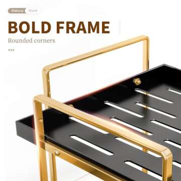 YIWANFW Bathroom Counter Organizer, 2 Tier Bathroom Organizers and Storage, Corner Bathroom Organizer Countertop, Black Gold Bathroom Sink Organizer Bathroom Corner Shelf, Exquisite Vanity Organizer