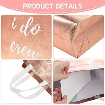 CHENGU 8 Pieces Bridesmaid Gift Bags I Do Crew Bachelorette Bags Bridesmaid Gifts for Wedding Day Bachelorette Party Bridal Party Favor Team Bride Bridal Shower(Rose Gold)