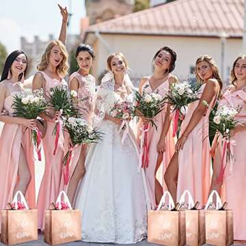 CHENGU 8 Pieces Bridesmaid Gift Bags I Do Crew Bachelorette Bags Bridesmaid Gifts for Wedding Day Bachelorette Party Bridal Party Favor Team Bride Bridal Shower(Rose Gold)