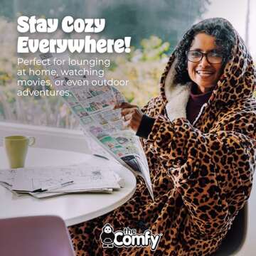 THE COMFY Original Quarter-Zip - Oversized Wearable Blanket With Hood From Shark Tank, Sherpa-Lined Microfiber Blanket