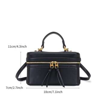 New Classic Satchel Crossbody Purse for Women Chic Mini Box Purse, Women Crossbody Shoulder Bag (Black)