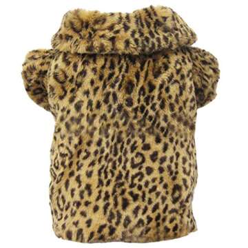Leopard Print Faux Fur Dog Coat Pet Warm Sweater for Small Dogs Puppy Chihuahua (M)