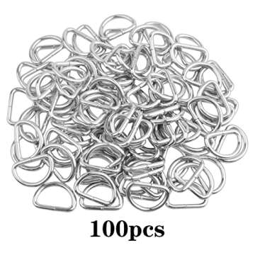 BronaGrand Pack of 100 Metal Nickel Plated D Ring (1/2inch)
