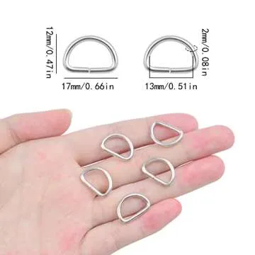 BronaGrand Pack of 100 Metal Nickel Plated D Ring (1/2inch)