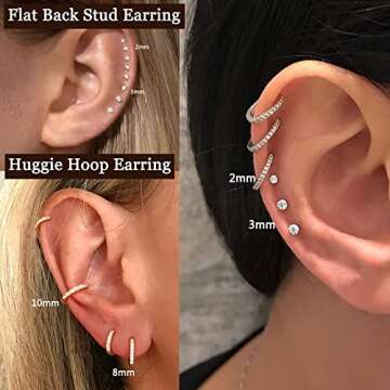 FINREZIO 8 Pairs Stainless Steel Earrings Set - Hypoallergenic for All Styles