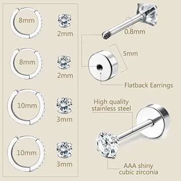 FINREZIO 8 Pairs Hypoallergenic Earrings for Multiple Piercings