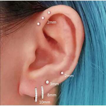 FINREZIO 8 Pairs Hypoallergenic Earrings for Multiple Piercings