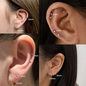 FINREZIO 8 Pairs Hypoallergenic Earrings for Multiple Piercings