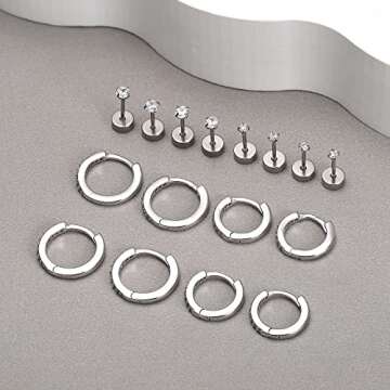 FINREZIO 8 Pairs Hypoallergenic Earrings for Multiple Piercings