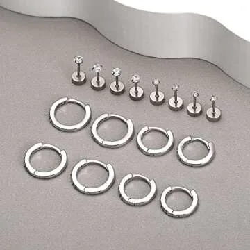 FINREZIO 8 Pairs Hypoallergenic Earrings for Multiple Piercings