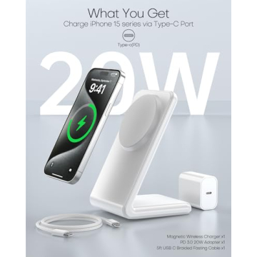 Fast Wireless Mag-Safe Charger Stand iPhone 16 20W Adapter