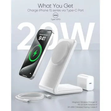 Fast Wireless Mag-Safe Charger Stand iPhone 16 20W Adapter