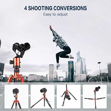 ZOMEI Heavy Duty Camera Tripod Travel Z818 Aluminium Alloy Monopod with 360 Panorama Ball Head Quick Release Plate(Orange)