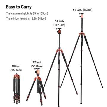 ZOMEI Heavy Duty Camera Tripod Travel Z818 Aluminium Alloy Monopod with 360 Panorama Ball Head Quick Release Plate(Orange)