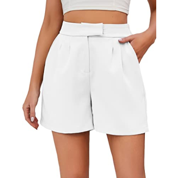 Famulily Women’s High Waist Fold Pleated Casual Shorts – Elegant Comfort for Every Occasion