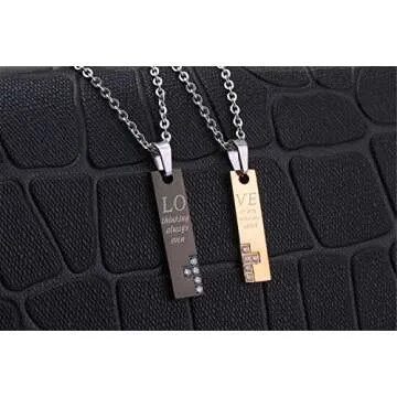 Stylish Yansanido His Her Mini Couple Necklace Set for Lovers