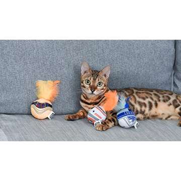 Star Wars for Pets Cat Toys 3 Pack Feather Jingle Balls with Catnip: C3PO, BB8, R2-D2 | Fun Catnip Toys Jingle Ball Feather Toy for Cats | Cat Balls with Bells | Gifts for Star Wars Fans