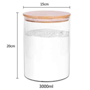Set of 2 Large Glass Food Storage jar, 100 FL OZ (3000ml) Glass Flour Canister with Airtight Bamboo ...