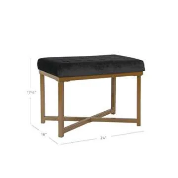 HomePop Home Decor | Upholstered Tufted Velvet Ottoman Bench | Ottoman Bench for Living Room & Bedro...