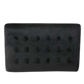 HomePop Home Decor | Upholstered Tufted Velvet Ottoman Bench | Ottoman Bench for Living Room & Bedroom, Dark Black