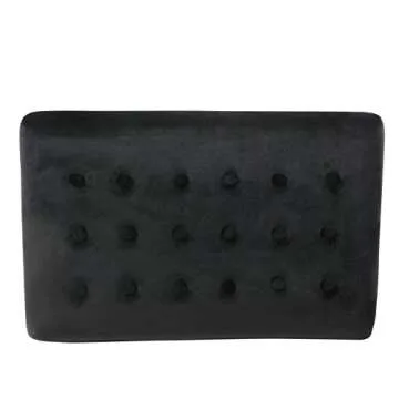 HomePop Home Decor | Upholstered Tufted Velvet Ottoman Bench | Ottoman Bench for Living Room & Bedroom, Dark Black