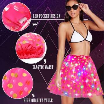 Jewemia LED Light Up Tutu Skirts for Women and Girls