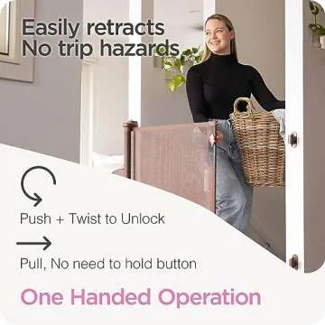 Retractable Baby Gate Perma Child Safety 33" Tall x 71” Wide, Mesh, for Stairs, Doorways, Dogs, Pe...