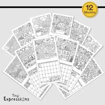 Tiny Expressions - Kids Coloring Calendar 2025-12 Month Color Your Own Wall Calendar for Children, Boys & Girls with Fun Planning Boxes for Daily, Weekly, and Monthly Tasks