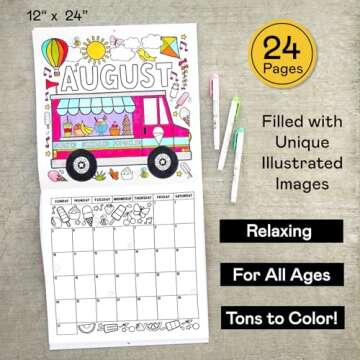 Tiny Expressions - Kids Coloring Calendar 2025-12 Month Color Your Own Wall Calendar for Children, Boys & Girls with Fun Planning Boxes for Daily, Weekly, and Monthly Tasks