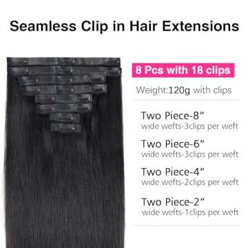 CanaryFly Clip in Hair Extensions for Black Women Pu Seamless Clip in Hair Extensions Human Hair 100...