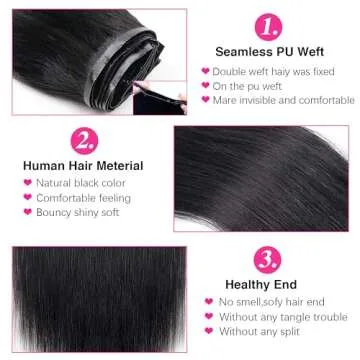 CanaryFly Clip in Hair Extensions for Black Women Pu Seamless Clip in Hair Extensions Human Hair 100% Unprocessed Full Head Brazilian Virgin Hair Natural Black Color,8/Pcs with 18Clips,120Gram (22inch