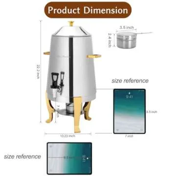 BriSunshine 13L Hot Beverage Dispenser, Stainless Steel Coffee Chafer Urn Hot Drinks Dispenser with Spigot for Parties Event Buffet Catering (3.5 Gallon, About 52 Cup)