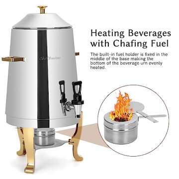 BriSunshine 13L Hot Beverage Dispenser, Stainless Steel Coffee Chafer Urn Hot Drinks Dispenser with Spigot for Parties Event Buffet Catering (3.5 Gallon, About 52 Cup)