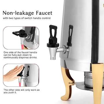 BriSunshine 13L Hot Beverage Dispenser, Stainless Steel Coffee Chafer Urn Hot Drinks Dispenser with Spigot for Parties Event Buffet Catering (3.5 Gallon, About 52 Cup)