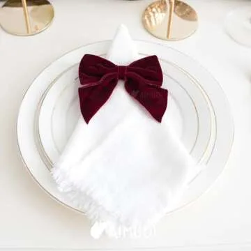 AIMUDI Burgundy Velvet Bows 4" Christmas Bows for Gift Wrapping Velvet Bows for Christmas Tree, Holiday Crafts, Wreath, Garland, Staircase, Home Outdoor Winter Christmas Decorations, 12 PCs