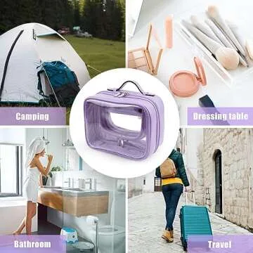 Lychii TSA Approved Toiletry Bag, Clear Travel Bag for Liquids Toiletries, Makeup Cosmetic Bag Organizer, Carry on Travel Accessories Essentials, Purple